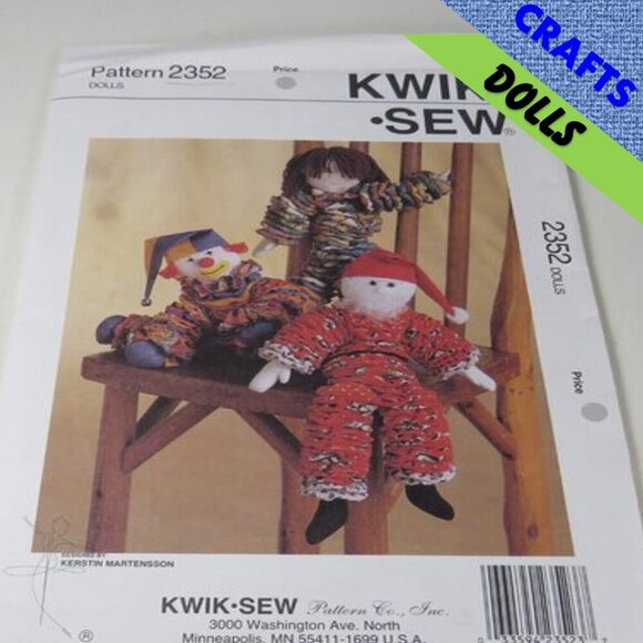 Kwik Sew 2352 Sewing Pattern NEW UNOPENED  Yo Yo Dolls Clown Vintage - Picture 1 of 6